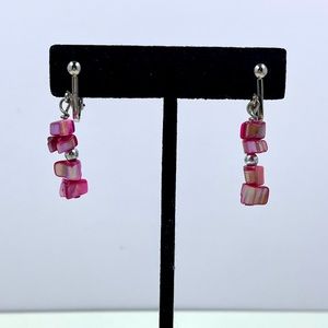 Vintage Y2K Era Pink Shell Chip Clip on Earrings